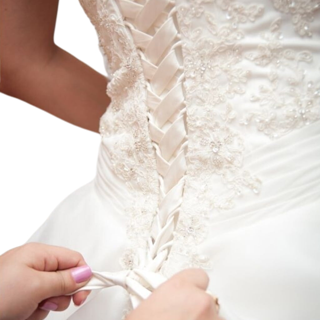 3PCS Set Satin Corset Kit Zipper Replacement Wedding Gown Colors Back Lace Up 