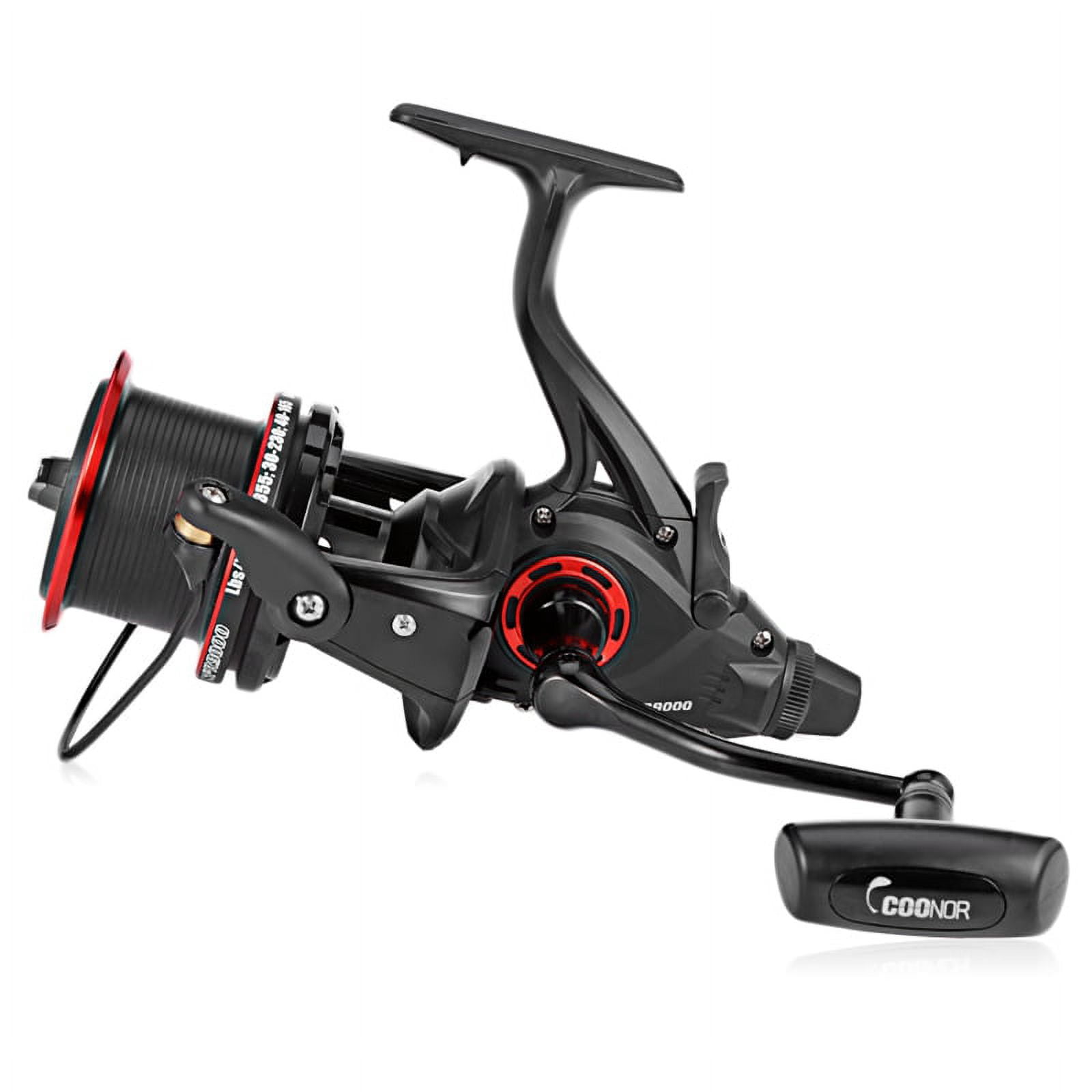 Coonor 4X Nfr9000+8000 Double Spool Fishing Reel 12+1 4.6:1 Fishing Reel Folding Left/Right Handle Fishing Reel,4 x Reel 4 spools,black &red