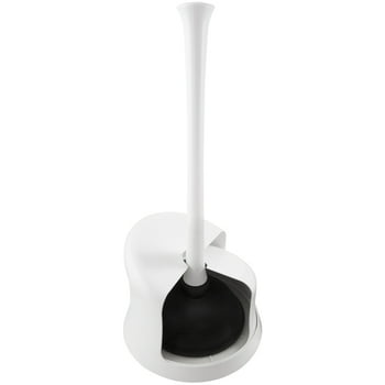 Mainstays Twister Toilet Plunger with Storage Caddy, White