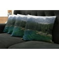 thumbnail image 2 of Ambesonne Forest Throw Pillow Cover 4 Pack, Aerial View Pines Lake, 16", Dark Green Jade Green, 2 of 6