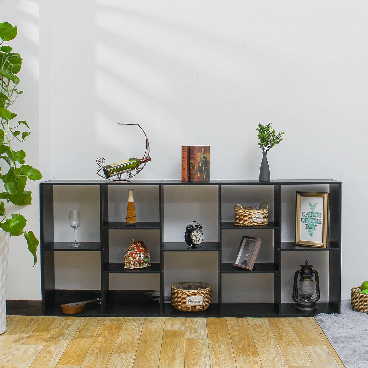 12 Cube Storage Organizer 4-Tier Wooden Square Shelf ...