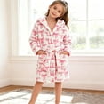 thumbnail image 2 of Tfken Girls Pajamas Robe Bowknot Graphic Sleepwear Long Sleeve Hooded Bathrobe With Pockets Loungewear Homewear Casual Winter Nightwear Toddler Classic Clothes Size 9-10 Years, 2 of 9