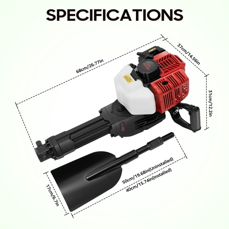 52CC 2-Stroke Gasoline Excavator Sapling Tree Planting Shovel Rock