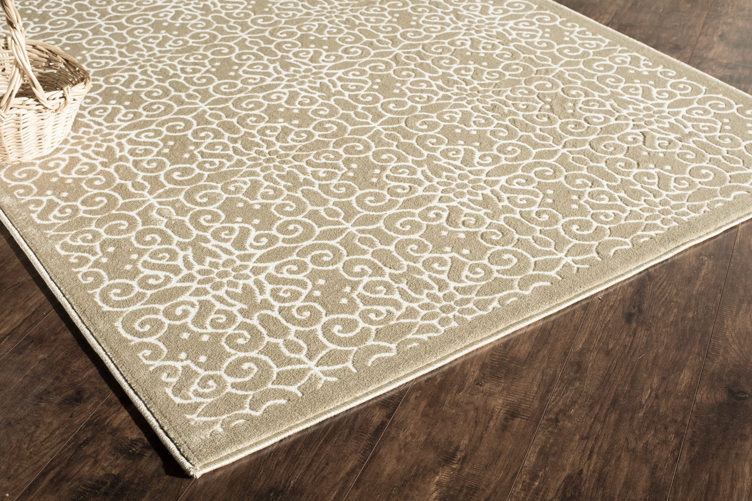 Rugs America Riviera Collection Tan RV200A Transitional Oriental Area Rug 8' x 10'