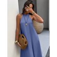 thumbnail image 5 of Spring Summer Blue Backless A-Line Dress, Bohemian Style Elegant Dress for Beach Vacation Daily Casual Wear, 5 of 13