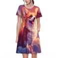thumbnail image 1 of Easygdp Sunset Cloud Corgi para Vestido Transpirable de Mujer, Vestido Suelto de Manga Corta con Pliegues y Bolsillos para el Verano, 1 of 6