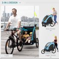 thumbnail image 4 of Aosom 3 In1 Baby Bike Trailer for 2 Kids, Foldable Double Jogger Stroller, 2-Seater Stroller with Shock Absorber System, Rubber Tires, Adjustable Handlebar Brake, Storage Bag, Blue, 4 of 9