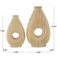 thumbnail image 4 of DecMode 10", 8"H Teardrop Brown Wood Vase with Cutout Center, Set of 2, 4 of 10