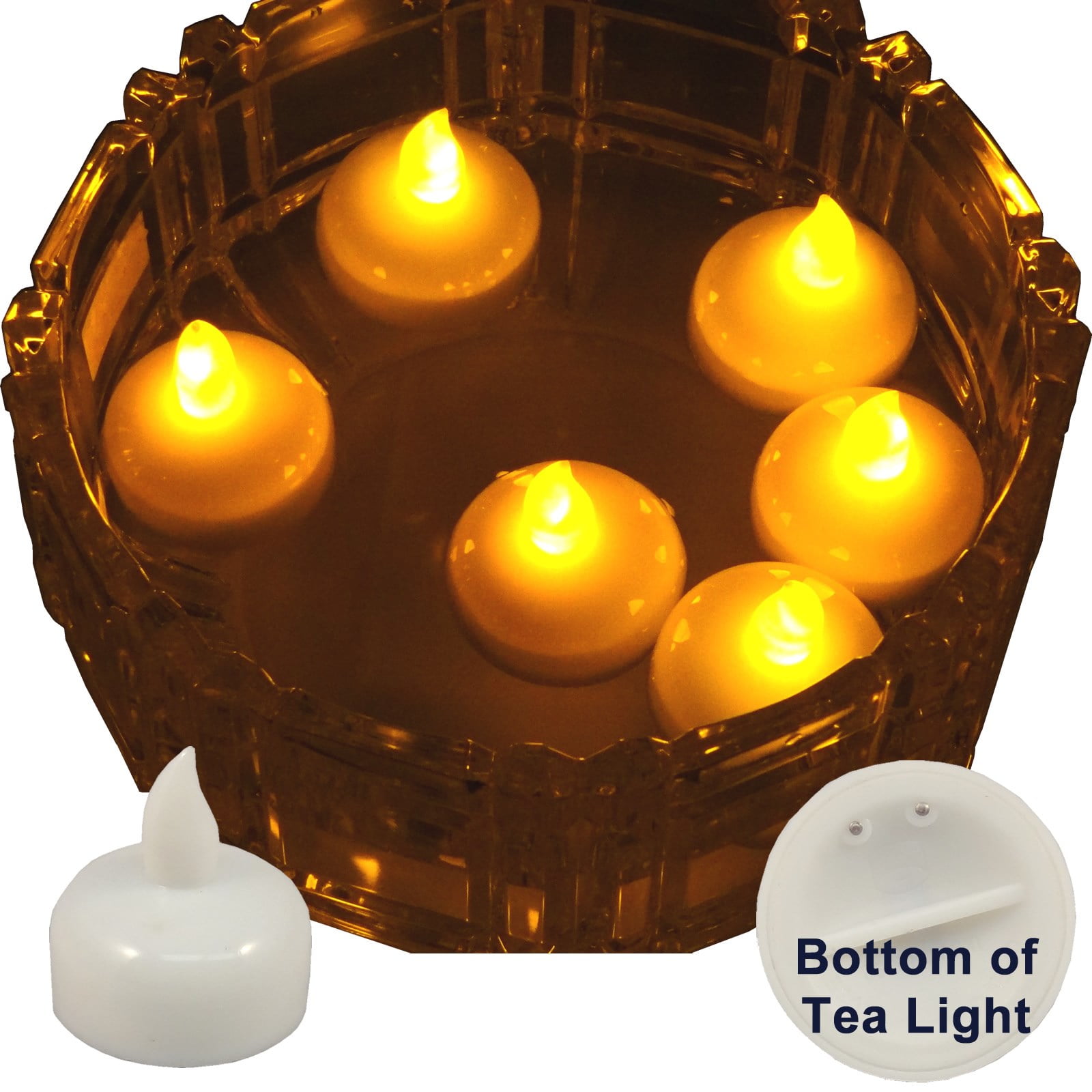 6 Pack of LED Floating Candle Tea Lights Amber