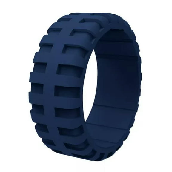 GKNET Finger Ring Rubber Band Ring Silicone Rings Tire Pattern Wedding Men Breathable➳-blue-9