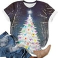 thumbnail image 3 of Christmas T Shirt for Women Xmas Tree Graphic Short Sleeve Casual Holiday Tops Summer Crewneck Blouse, 3 of 4