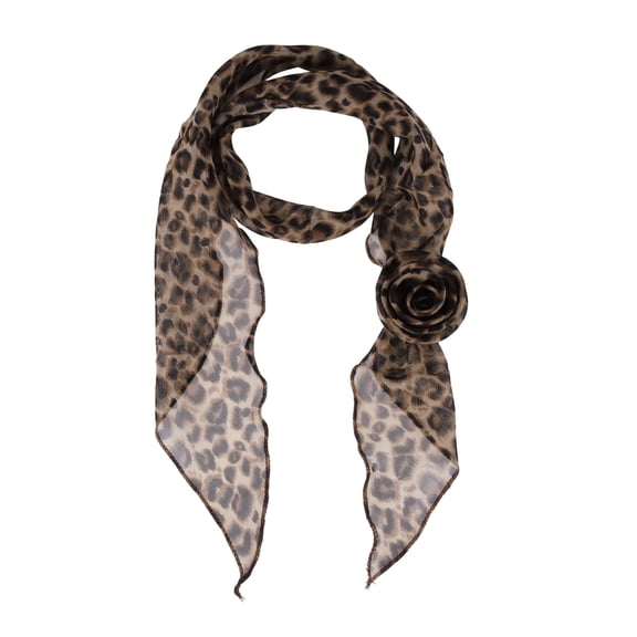 Unique Bargains 1 Pc Scarf Leopard Pattern Rose Neck Scarf Brown