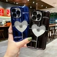 thumbnail image 3 of Compatible with iPhone Case,Luxury Electroplated Heart Shpae Hollow Camera Lens Protection Soft Shockproof Cover Phone Case (Navy Blue, iPhone 15 Pro Max), 3 of 12