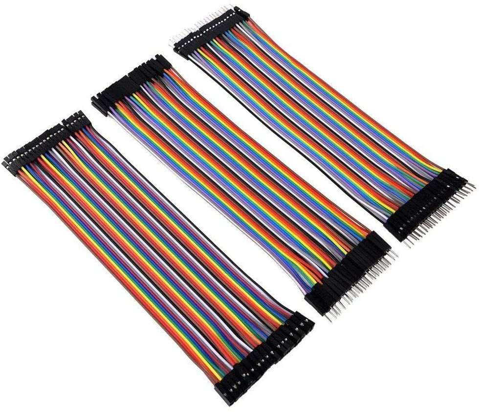 40pin Male to Male 40pin Female to Female Breadboard Jumper Wires Ribbon Cables Kit for Arduino-like Projects GTIWUNG 240PCS 20CM 24AWG Multicolored 40pin Male to Female