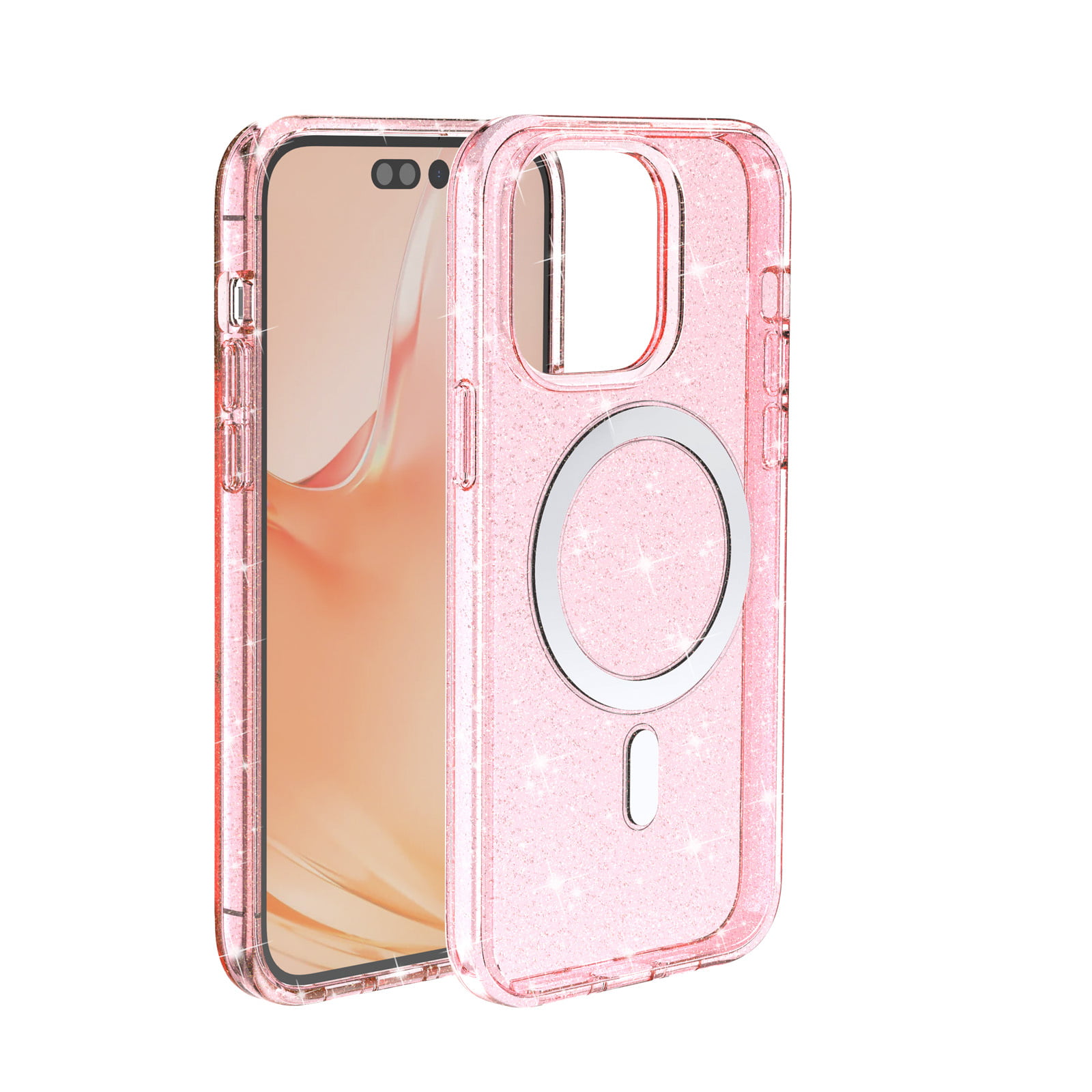 Uucovers for iPhone 14 Pro Max Bling Clear Case with MagSafe, TPU Shockproof Anti-Yellowing Scratch Resistant Slim Magnetic Glitter Transparent Case