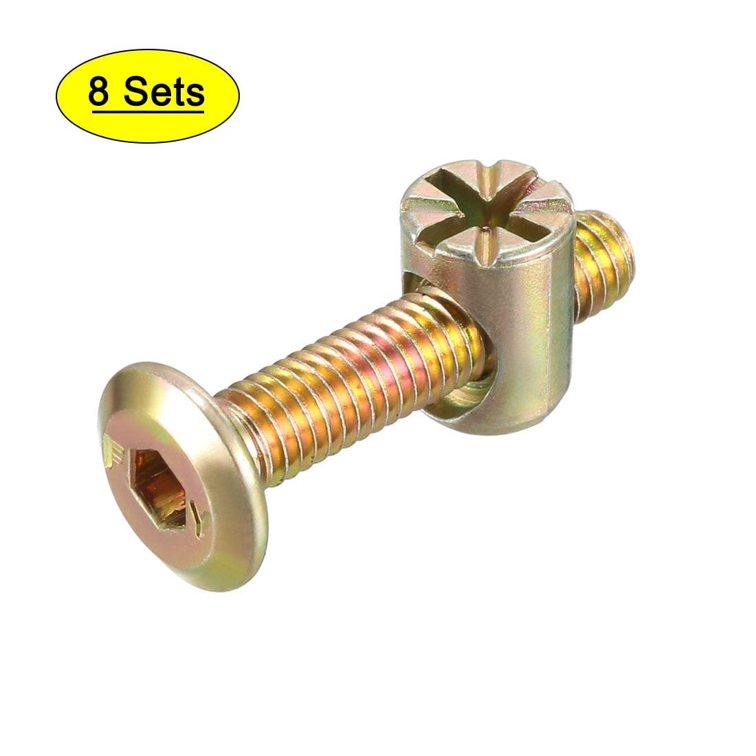 M6x30mm Furniture Bolt Nut Set Hex Socket Screw w Barrel Nuts (8 Sets)