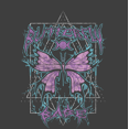 thumbnail image 2 of Distressed Black Metal Butterfly Adult Charcoal Crew Neck Short Sleeve Tee-Medium, 2 of 2