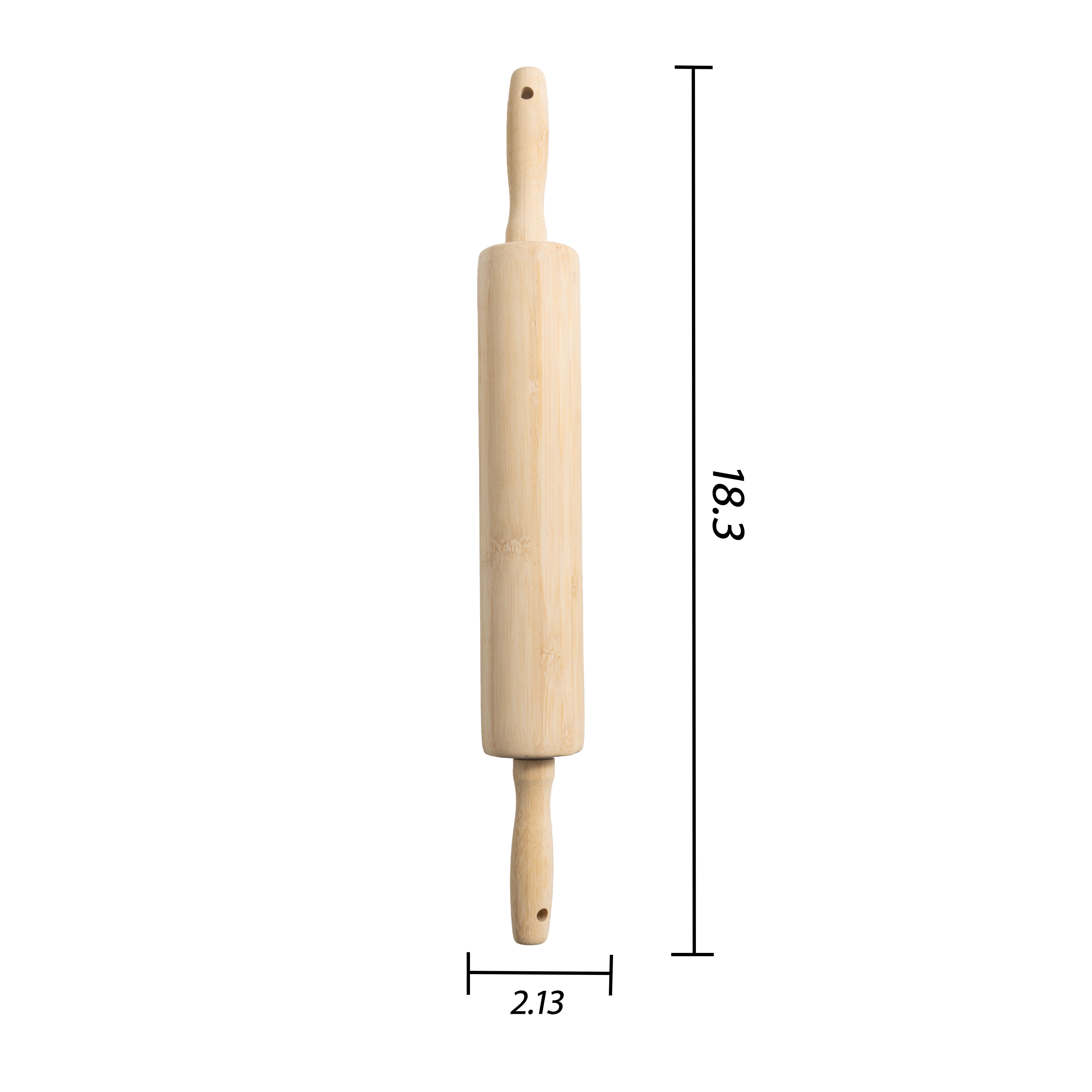 Mainstays Classic Bamboo Rolling Pin, 18.3" x 2.16", Bamboo Color