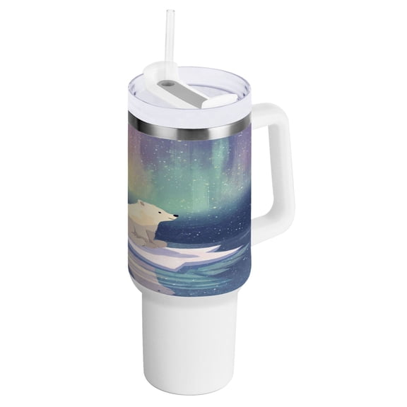 Water Bottle Insulated Tumblers Water Cup Water Jug Coffee Cup Travel Water Bottle Durable and Fashionable Polar Bear on Ice