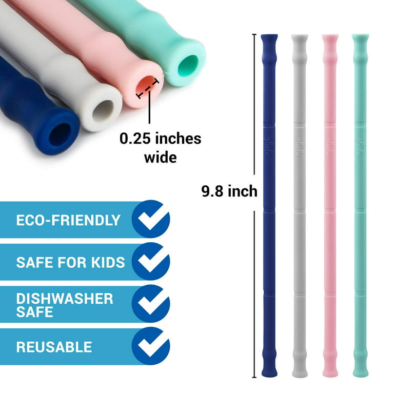 Kynup 4Packs Reusable Straws Metal Straw with Silicon Travel Drinking Straws with Metal Case Keychain Cleaning Brushes Silicon Pcs Perfect for