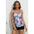 thumbnail image 6 of Attraco Women Tankini Set Print Swimwear Swim Sets Spaghetti Strap V Neck Hollow Back Bathing Suit, 6 of 7