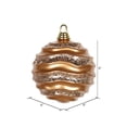 thumbnail image 2 of Vickerman 6" Sand Gold Stripe Candy Finish Wave Ball Christmas Ornament with Glitter Accents, 2 of 3