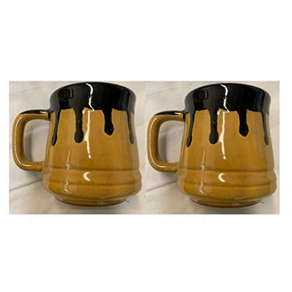 2 Mexican Coffee Mugs Jarritos Mexicanos Tazas de Barro Micnocana Ponchero Hot Chocolate Champurrado Tepache Pulque Traditional Clay Party Dish China Made in Mexico Yellow