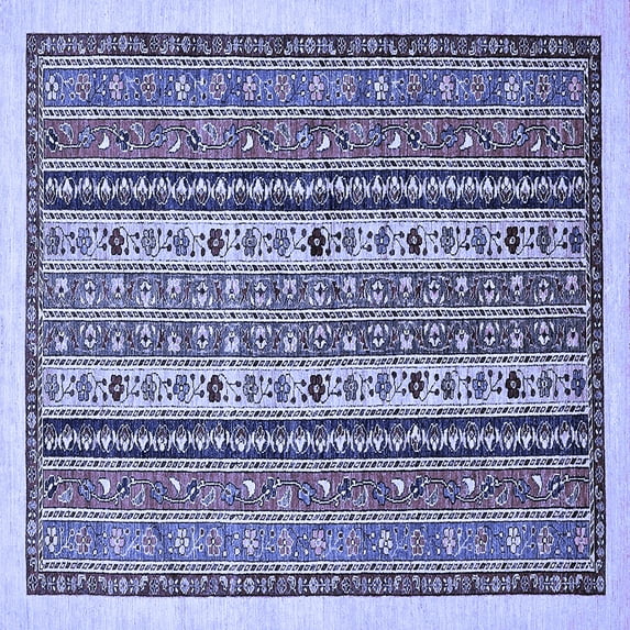 Ahgly Company Machine Washable Indoor Square Abstract Blue Modern Area Rugs, 4' Square