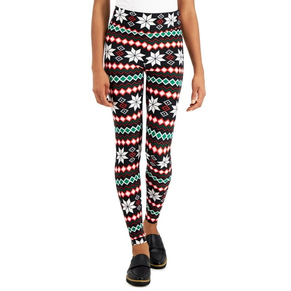 Planet Gold Juniors’ Holiday Printed Leggings, Black/S
