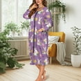 thumbnail image 5 of Yuyamidu Rabbit Zipper Up Robes Easter Egg Long Sleeve Robe for Women Purple Mid-Calf Length Bathrobe Female Nightgown Sleepwear Home Crewneck Loungewear Size L, 5 of 7