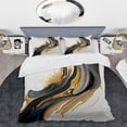thumbnail image 2 of Designart "Monochrome and Gold Liquid Blend II" Modern Bedding Covert Set - Abstract Liquid Ink Black Abstract Bed Set With 1 Sham, 2 of 6