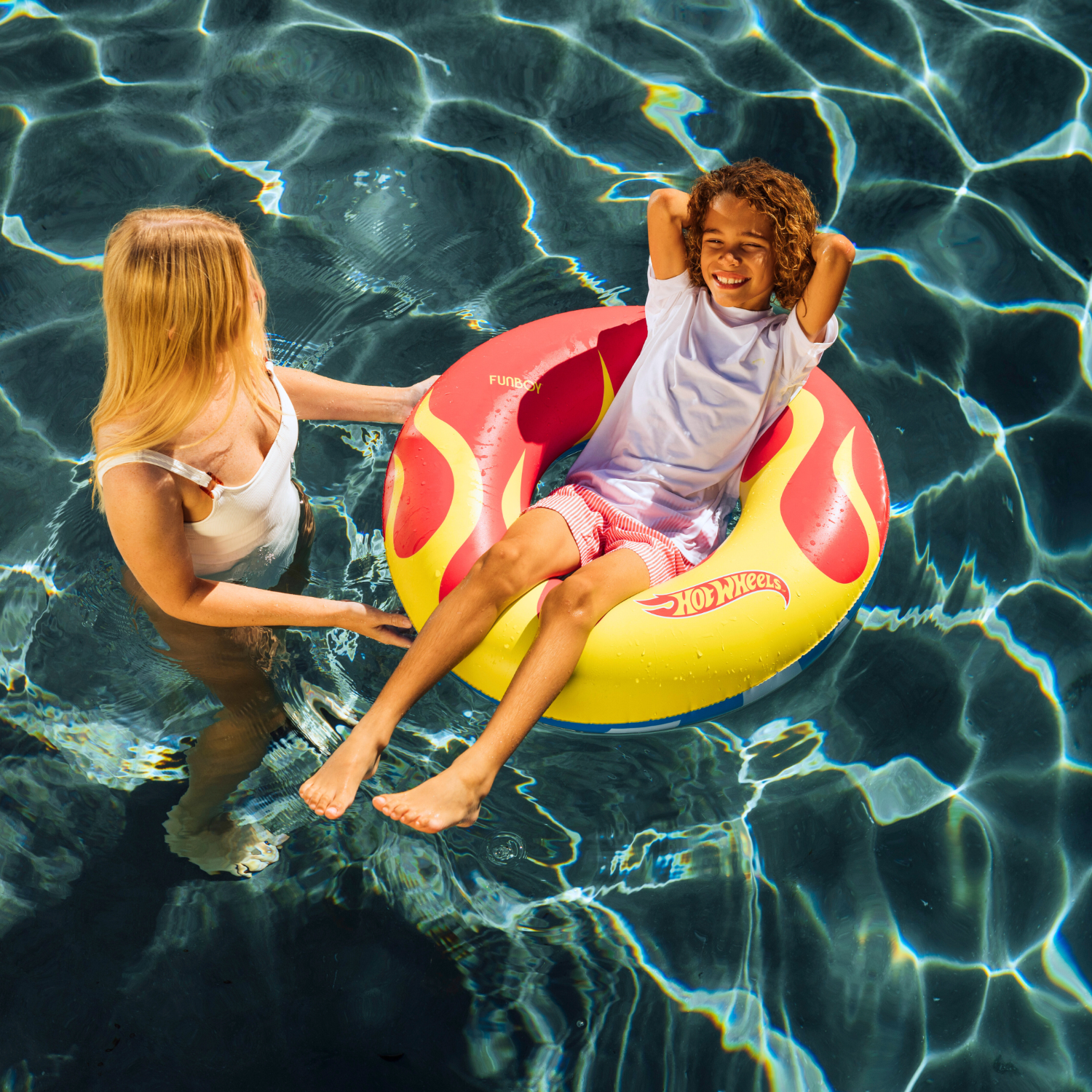 (2 pack) Hot Wheels™ + Float Life by Funboy Double-Sided Checkered & Flame Inflatable Tube, 34’’Diameter