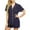 Navy, variant on Lindreshi Womens Pajama Sets Shorts Women's Fashion Summer Sleeve Two-Piece Loose Casual T-Shirt Shorts Pants Sets