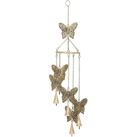 Decmode Metal Butterfly Windchimes, Multi Color