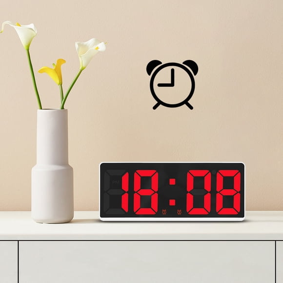 Dvkptbk Digital Alarm Clock Simples LED Large Digital Display Fashion Alarm Clock Fully Functional Desktop Bedside Study Kitchen Clock White Frame