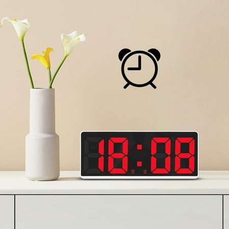 kkbbma under $5 Digital Alarm Clock, Digital Alarm Clock LED Large Display Desktop Bedside Clock, White Frame 5 Brightness Levels Voice Control, Night Mode Dual Alarm Temperature Date