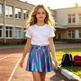 thumbnail image 2 of Girls Houndstooth Sequin Skirt, Sparkly A-Line Dance Mini Skirt with Elastic Waist for Party 2-18 Years, 2 of 4