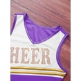 thumbnail image 5 of TiaoBug Kids Girls School Cheerleading Uniform Athletic Gymnastic Dancewear Sequins Printed Crop Top with Mini Skirt Sets Purple 12, 5 of 7