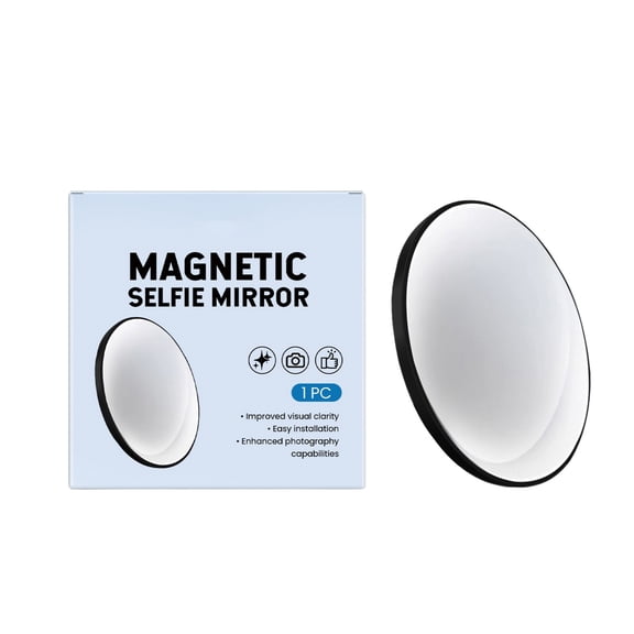 HHBEAUTY Magnetic Selfie Mirror for Back Camera, Compatible with Magsafe Case & All Phones, Convex Cell Phone Mirror for Selfie & Vlogging & Streaming, BLACK