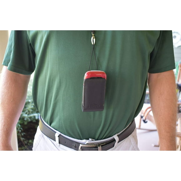 Newyorkcellphone Around The Neck Hanging Open Top Leather Case with Safety Lanyard fits Alcatel Go Flip V Phone