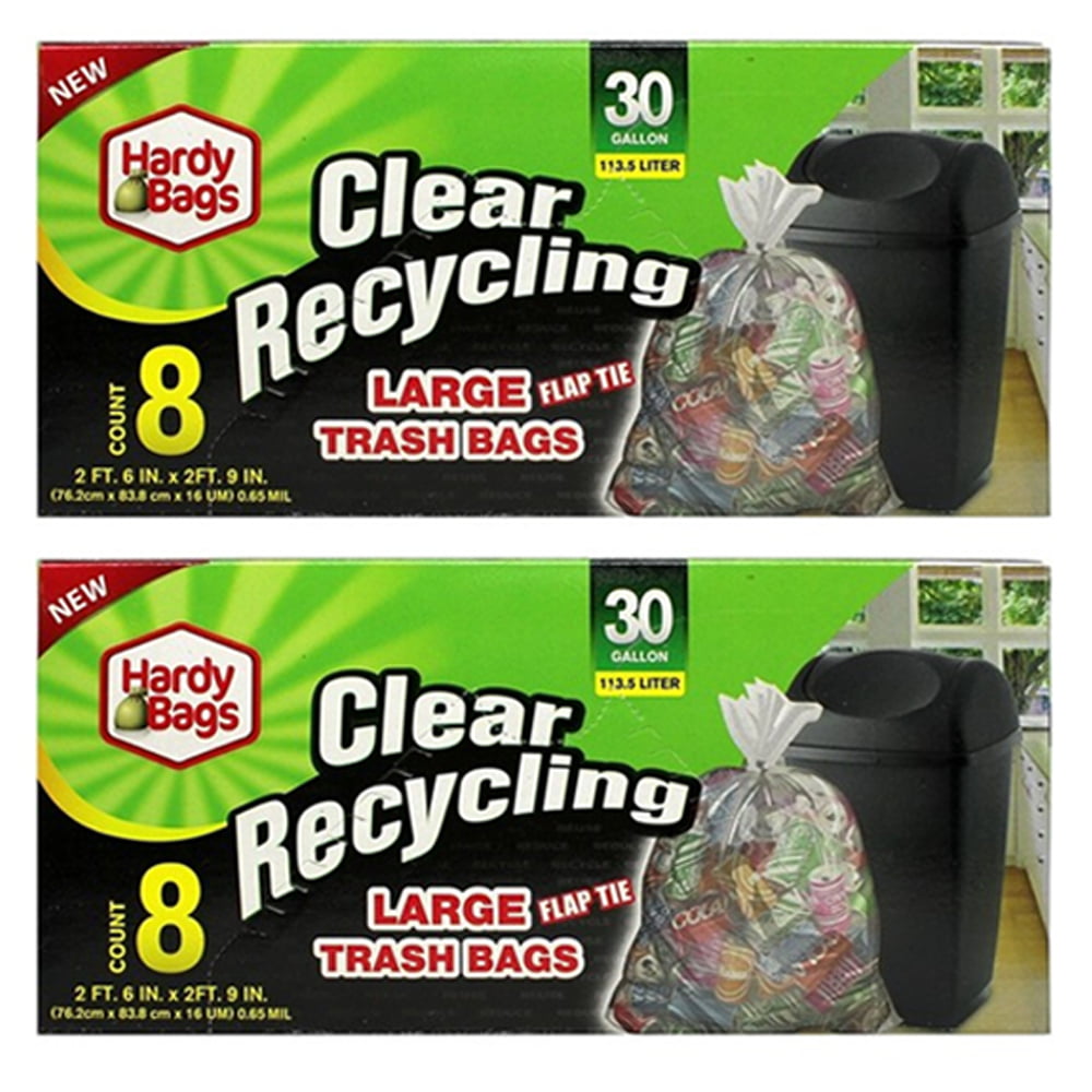 30GAL CLEAR RECYCLING TRASH BAG 8CT-24