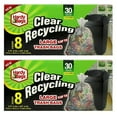 thumbnail image 2 of 16ct Clear 30 Gallon Recycling Large Trash Bags Garbage Disposable Heavy Duty, 2 of 3