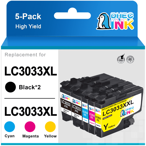 LC3033 Ink Cartridges Compatible for Brother LC3033 LC3033XXL 3033 LC3035 3035 Ink for MFC-J995DW MFC-J805DW MFC-J815DW Printer ( 2 Black, Cyan, Magenta, Yellow, 5 Pack)