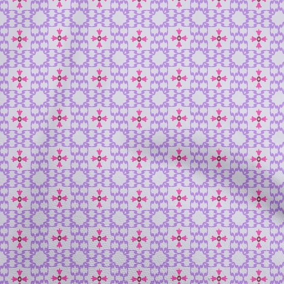 oneOone Cotton Jersey Medium Purple Fabric Asian Ikat Sewing Material Print Fabric By The Yard 58 Inch Wide