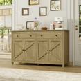 thumbnail image 1 of Homfa Buffet de Cuisine Style Ferme, Armoire Buffet en Bois à 4 Portes et 2 Tiroirs avec Tablettes Ajustables, Brun, 1 of 7