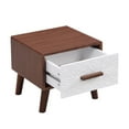 thumbnail image 6 of End Table with 1 Drawer Adorned with Embossed Patterns, 15” Tall Sofa Side Table with 1 Drawers, Large Storage Rustic Wood Square Storage Cabinet for Living Room,Bedroom,Office(Brown), 6 of 9