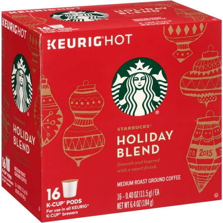 Starbucks Holiday Blend Medium Roast Ground Coffee K-Cup Pods, 0.40 oz