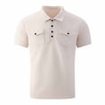 thumbnail image 4 of Yertdoel Men T-shirts Solid Color Short Sleeve Half Button Placket Lapel Neck Shirts with Pockets Soft Loose Comfortable Breathable Outdoor Hiking Cycling Tops, 4 of 9