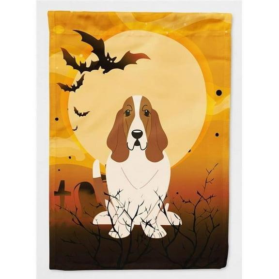 Halloween Basset Hound Flag Garden Size