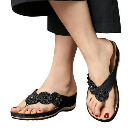 

eczipvz Women S Sandals Sandals for Women Cute Summer Beaded Bohemian Sandals Flower Rhinestone Elastic Strap Dressy Shoes